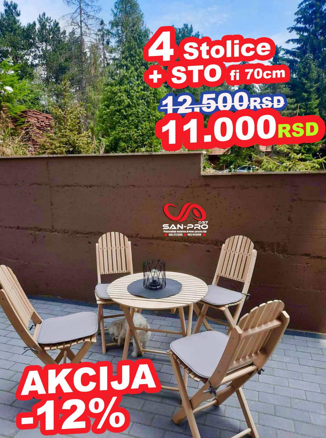 Bastenska Garnitura 4 + Sto fi70cm