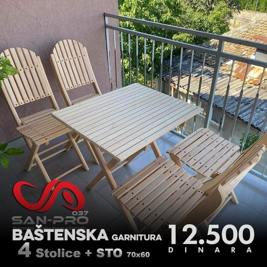 Bastenska Garnitura 4 + Sto 70x60