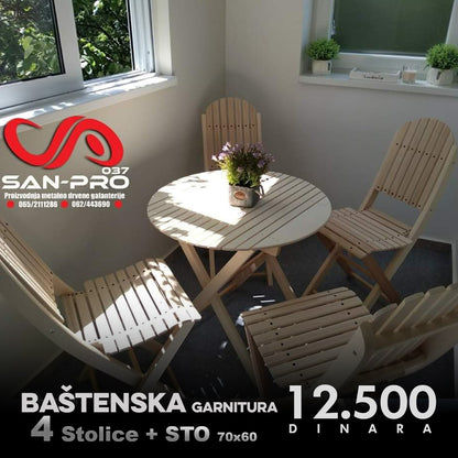 Bastenska Garnitura 4 + Sto fi70cm