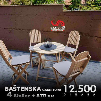 Bastenska Garnitura 4 + Sto fi70cm